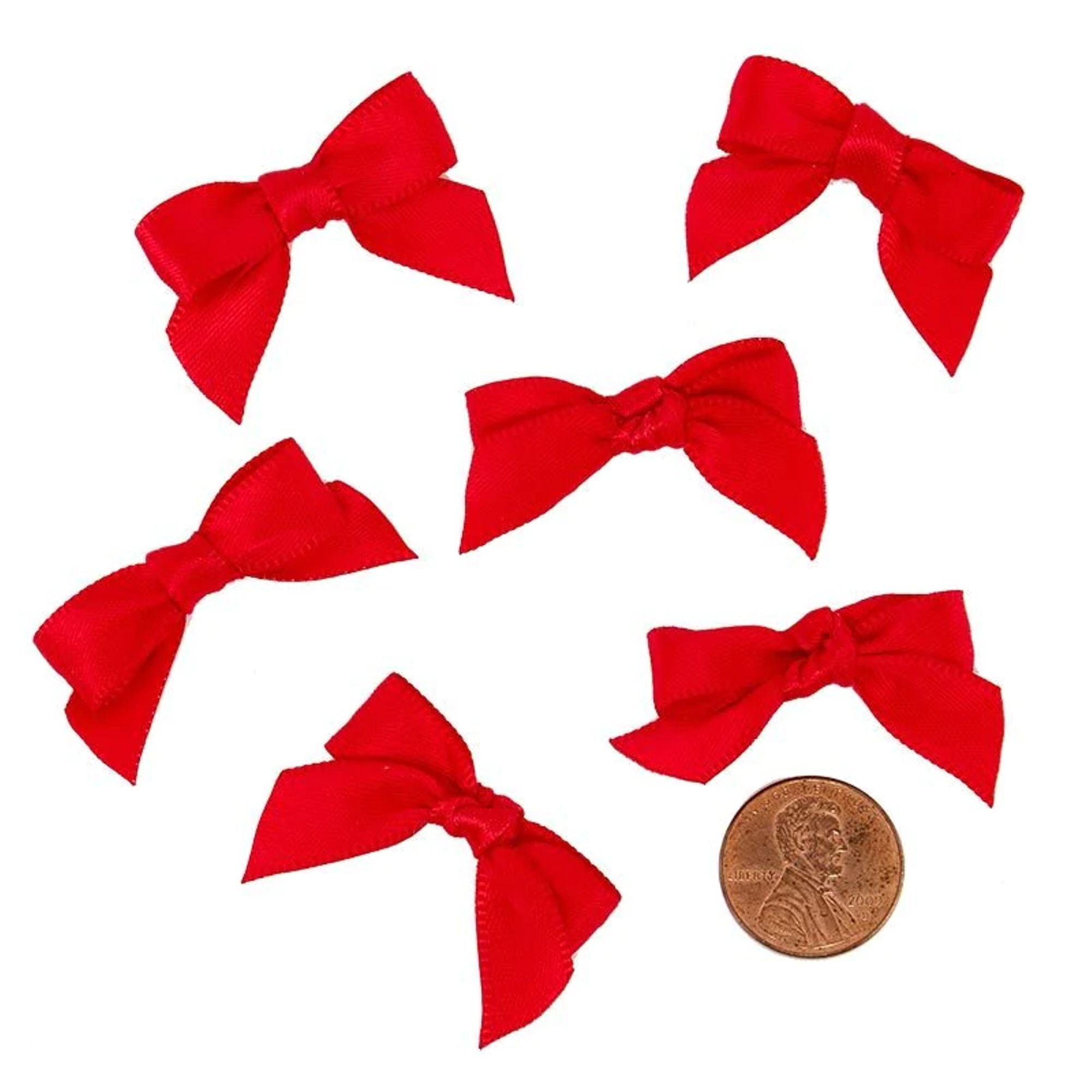 Mini Red Satin Bows - 1 3/8 in. x 1in. - 50 Pack (601330)