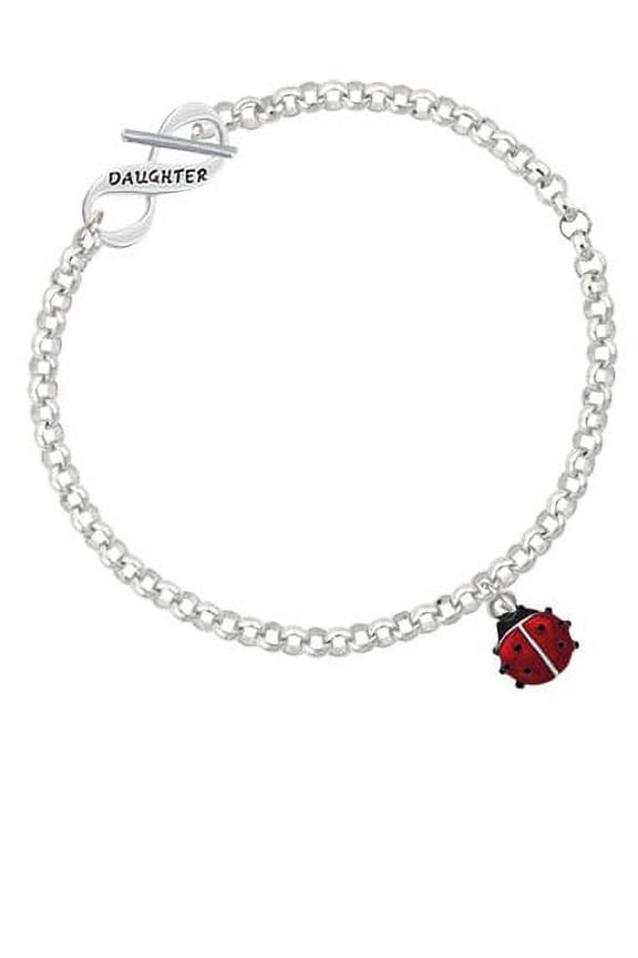 Mini Red Translucent Ladybug Daughter Infinity Toggle Chain Bracelet