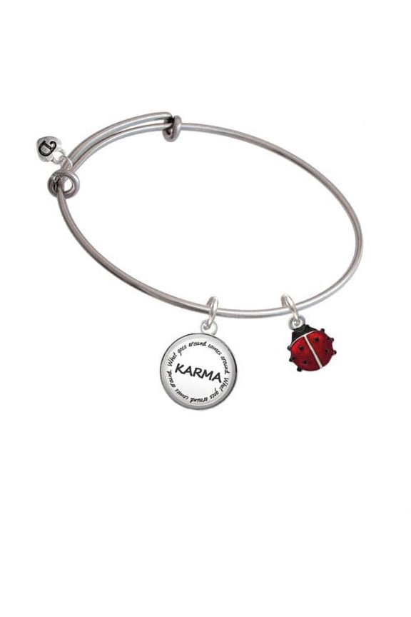 Mini Red Translucent Ladybug Karma Bangle Bracelet