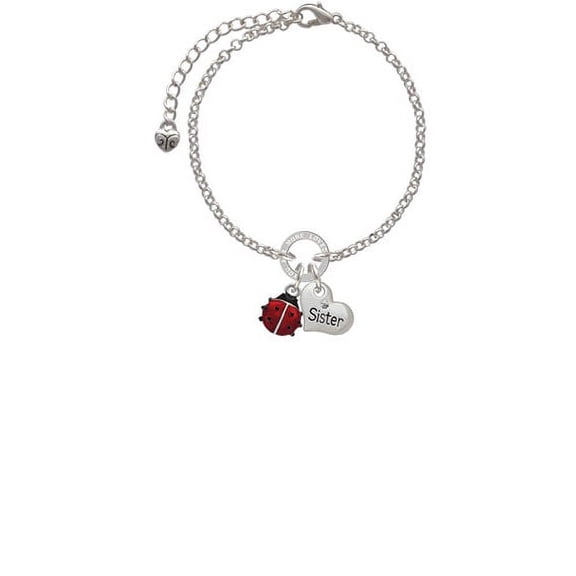 Mini Red Translucent Ladybug Sister You Are Loved Circle Bracelet