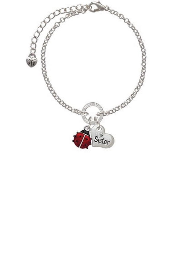 Mini Red Translucent Ladybug Sister You Are Loved Circle Bracelet