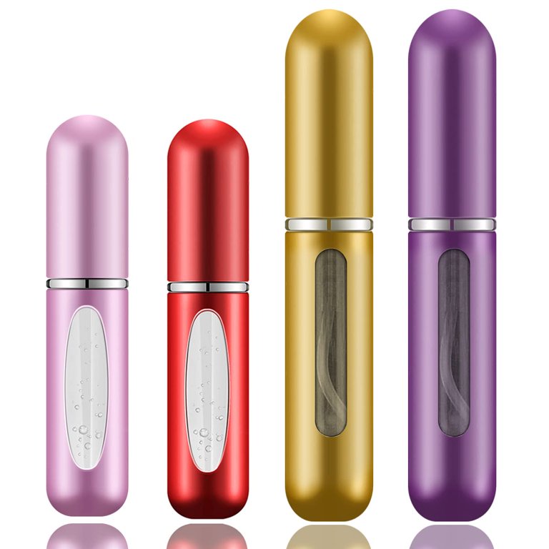 Portable Mini Refillable Perfume Atomizer Bottle Spray, Scent Pump Case for  Travel 4 Pcs Pack of 5ml