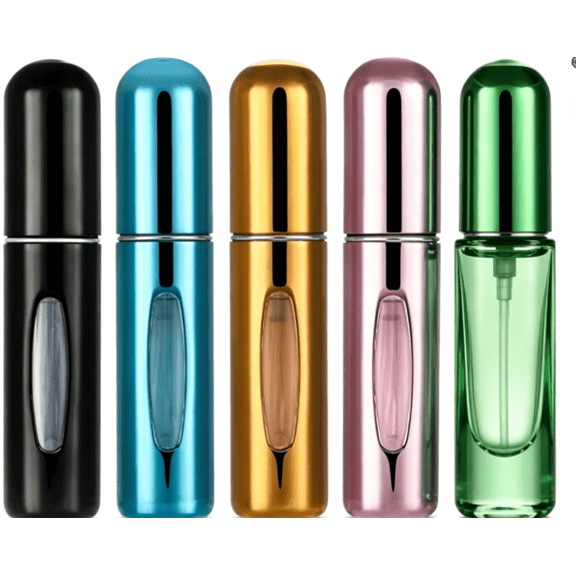 Mini Refillable Portable Perfume Spray Bottle, Refillable Perfume Spray with Refill Pump, Ideal for Travel and On-the-Go Use (5 ml, Pack of 5)
