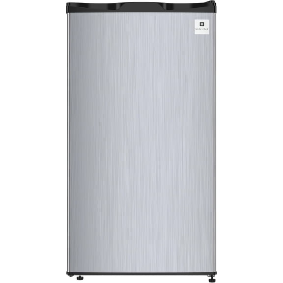 Mini Refrigerator, Compact Freezer Compartment, Adjustable Thermostat Control, Reversible Door, Ideal Fridge for Dorm, Office, Apartment, Platinum Stainless, 3.2 Cubic Feet