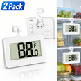 thumbnail image 1 of USTOP 2 Pack Digital Refrigerator Thermometer, Freezer and Fridge Thermometer with Large LCD Display, Waterproof Room/Office Thermometer with Hook for Home, Kitchen, Office, Dorm Use, 1 of 6