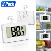 USTOP 2 Pack Digital Refrigerator Thermometer, Freezer and Fridge Thermometer with Large LCD Display, Waterproof Room/Office Thermometer with Hook for Home, Kit