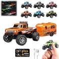 thumbnail image 1 of Mini Remote Car, Mini Rc Car, Remote, Diecast, Mini Scale, Orange, Rc Trailer, Toy Truck with Trailer, Play, All Ages, 1 of 9
