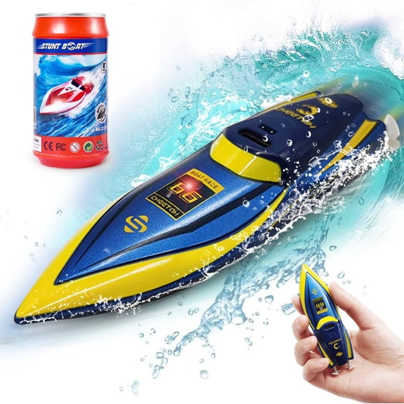 LAFALA Mini Remote Control Boat 2.4Ghz 360 Rotating Lakes Swimming Pool Toys for Kids Gift Blue