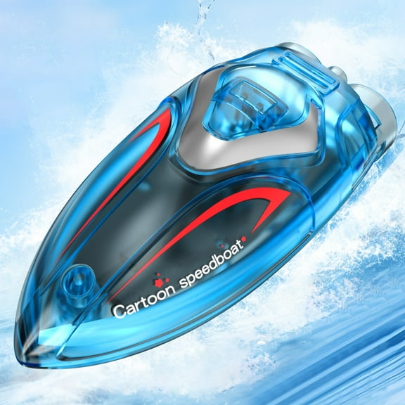 Mini Remote Control Boat Toys 2.4G High Speed RC Boat, Rechargeable Battery Powered RC Boat Fast Charging Play Time, Stunt Control Action RC Boat Indoor Pool Play Toys