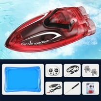 Mini Remote Control Boat with Stunt Rolls - 2.4GHz Fast-Charging RC Water Toy for Pools & Bathtubs ,15min Charge Time, Safety Propeller Cover Red