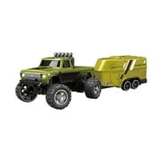 Mini RC Car With Trailer 2.4G Remote Control Alloy Shell 6 Colors USB Charging Cruise Control Automatic Maneuvers LED Lights Adjustable Speed