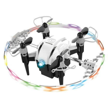 Mini Remote Control Drone with Protective Ring 360 Flips Altitude Hold Headless Mode 3 Speed LED Lights RC Flying Toy for Beginners(Black)