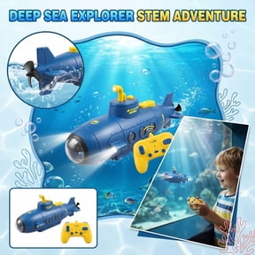 Mini Remote Control Nuclear Submarine - High Speed Waterproof RC Boat for Submersible in Pools, Lakes and Ponds - Ideal Gift B-Blue