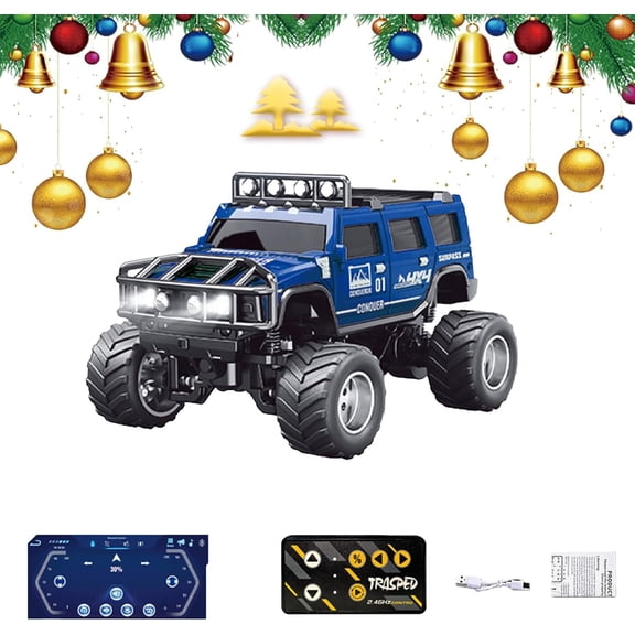 Mini Remote Control Off-Road Truck, 1:64 Scale Mini Remote Control Monster Truck, 2.4GHz Remote and App Controlled Toy Car, Three-Speed Adjustment, Indoor/Outdoor Racing Toy Truck.