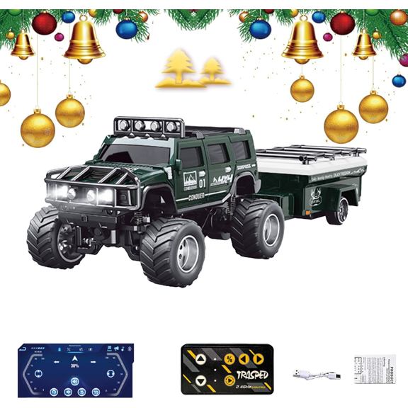 Mini Remote Control Off-Road Truck, 1:64 Scale Mini Remote Control Monster Truck, 2.4GHz Remote and App Controlled Toy Car, Three-Speed ​​Adjustment, Indoor/Outdoor Racing Toy Truck.