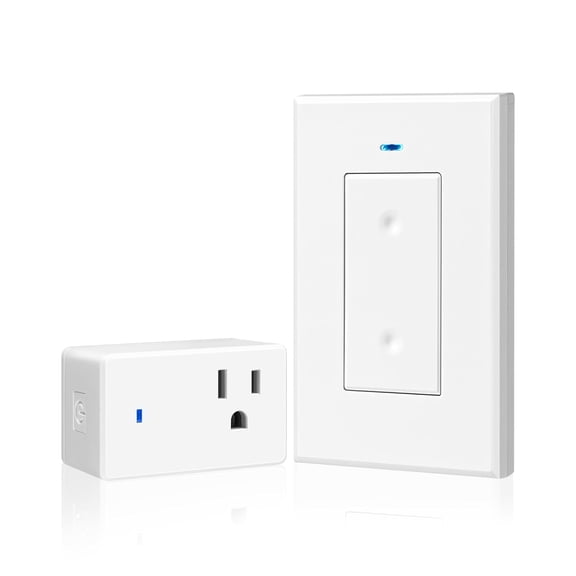 Mini Remote Control Outlet Wireless Light Switch, Programmable and Removable Switch Kit for Lamps, Fan, Home Appliance, 100ft RF Range, No Wiring, FCC Listed W08RC1106