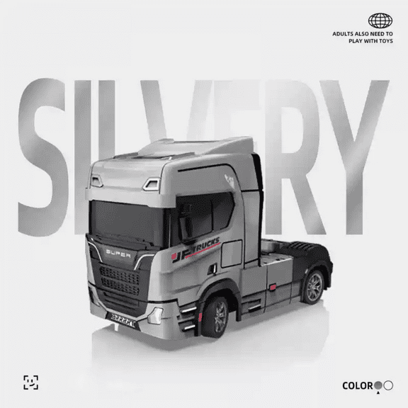 Mini Remote Control Semi Truck for Kids, 1/43 RC Tow Truck with Gyroscope in Full Scale Drift Remote Control Car for Boys Gifts(Silver)