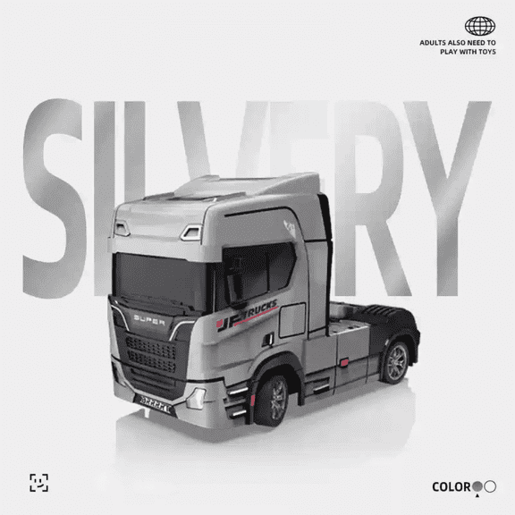 Mini Remote Control Semi Truck for Kids, 1/43 RC Tow Truck with Gyroscope in Full Scale Drift Remote Control Car for Boys Gifts(Silver)