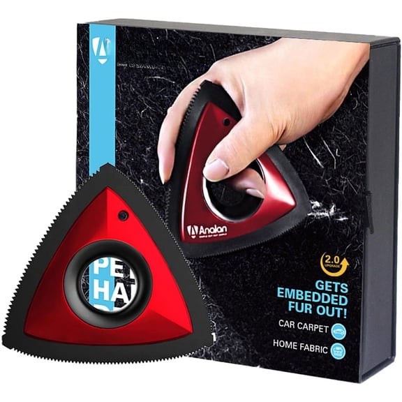 Mini Remover for Detailing Supplies, Carpet Hair Remover for Interior, Triangle Hair Remover for Detailing, Couch, Furniture, Lint, Carpet ( Red)