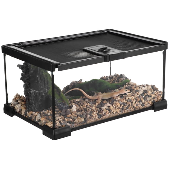 Mini Reptile Glass Terrarium 12"x 8"x 6", Full View Rainforest Vivarium Tank, Stackable Amphibian Enclosure Cage for Turtles, Geckos, Frogs, Hermit Crabs, No Installation Needed