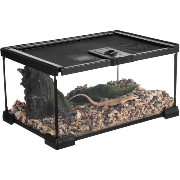 Mini Reptile Glass Terrarium 12"x8"x6", Full View Rainforest Vivarium Tank, Stackable Amphibian Enclosure Cage for Turtles, Geckos, Frogs, Hermit Crabs, No Installation Needed