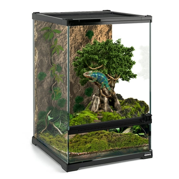 Mini Reptile Glass Terrarium Tank 8"x8"x12 Full View with Front Opening Door and Enclosure Habitat Cage for Leopard Gecko Tarantula Young Lizard Hermit Crab Frog Insects Breeding Tank
