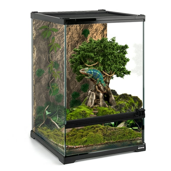 Mini Reptile Glass Terrarium Tank 8"x8"x12“ Full View with Front Opening Door and Enclosure Habitat Cage for Leopard Gecko Tarantula Young Lizard Hermit Crab Frog Insects Breeding Tank