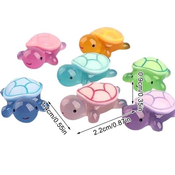 Mini Resin Animals Turtles, Luminous Mini Animals Figurines Sea Turtle Figures Bulk, for Miniature Landscape, Terrarium 0.86In