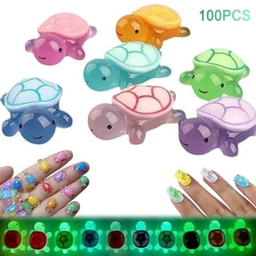 Mini Resin Animals Turtles Night Glow, 100PCS Miniature Things Figurines to Hide, Mini Animals Figures, Tiny Turtles for DIY Fairy Garden Decoration Dollhouse Micro Landscaping (1.1cm, 100pcs)