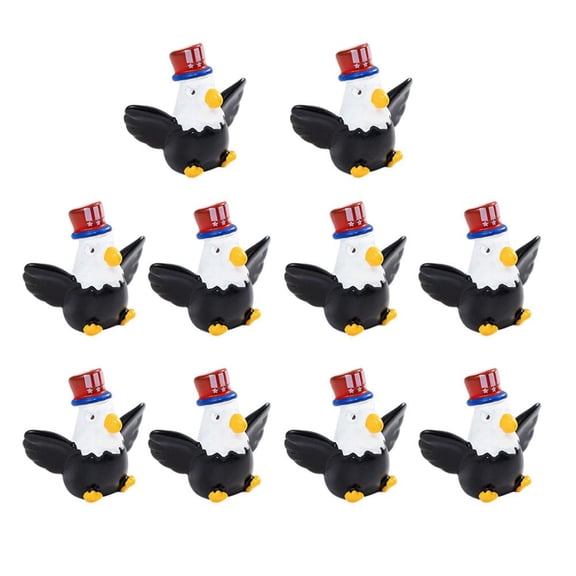 Mini Resin Bald Eagle Figurines, Patriotic Tiny Bird Ornaments for Fairy Gardens & Decor