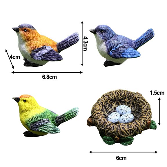 Mini Resin Bird Nest Garden Ornaments for Bonsai and Fairy Gardens