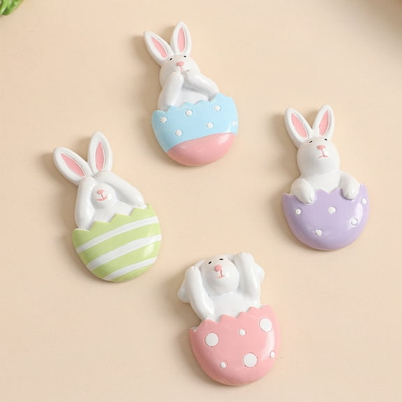 Mini Resin Bunny Fridge Magnets, 4pcs Creative Home Decor, Kitchen Office Locker Ornament, Easter Party Celebration Accent