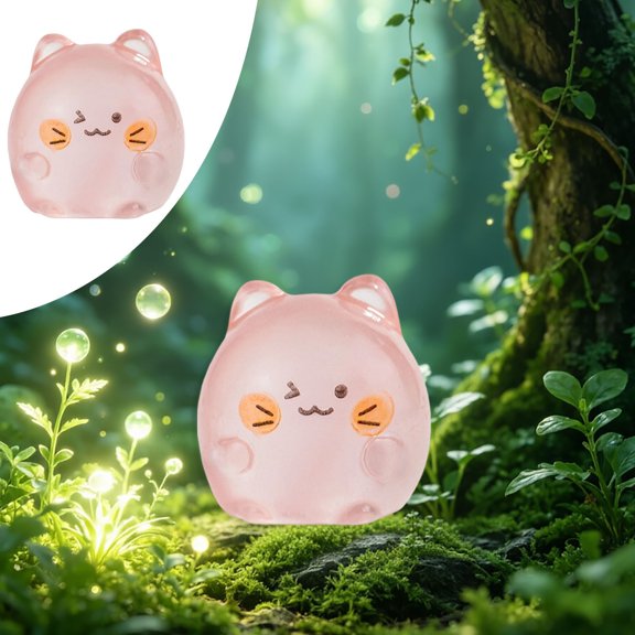 Mini Resin Cat Figurines Glow in The Dark, Tiny Animal Ornaments Statues for Dollhouse Fairy Garden, Luminous Miniature Cat Decor for DIY Projects Home, 1PC