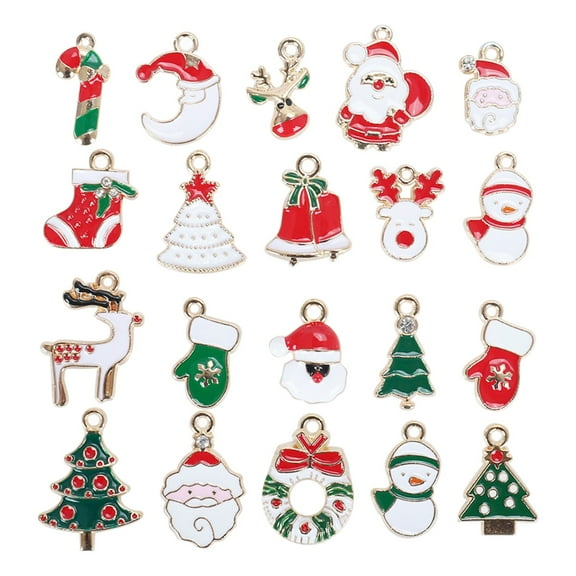 Mini Resin Christmas Ornaments Set,Rustic Christmas Decorations,Small Miniature Christmas Tree Ornaments - Santa Snowman Gingerbread Angel,Tiny Christmas Tree Decorations with Gift Box