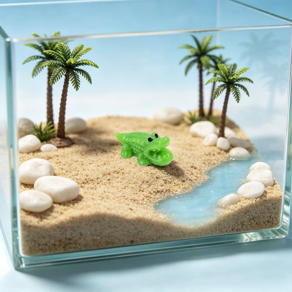 Mini Resin Crocodile Figurine, Small Alligator Micro Landscape Statue, 0.7 X 0.3 In, For Fairy Garden Terrarium Desk Decor