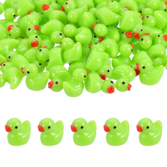 Mini Resin Ducks, Cute Tiny Ducks to Hide Miniature Figures Bulk Perfect for Dollhouse & Micro Fairy Garden & Landscape & Aquarium & DIY Craft Decor(Bright Green, 60pcs)