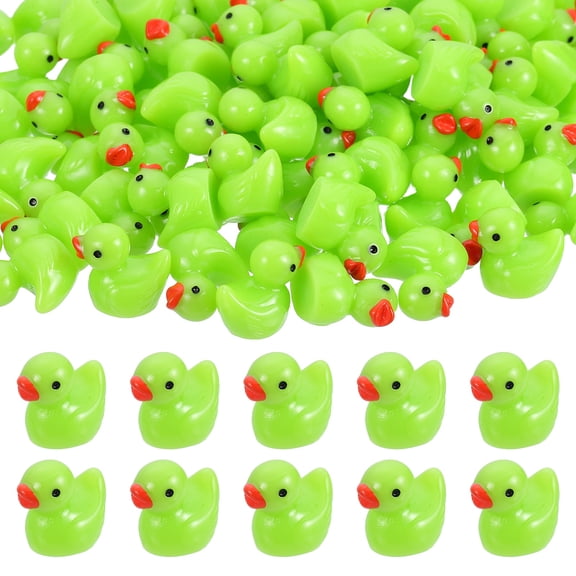 Mini Resin Ducks, Cute Tiny Ducks to Hide Miniature Figures Bulk Perfect for Dollhouse & Micro Fairy Garden & Landscape & Aquarium & DIY Craft Decor(Bright Green, 60pcs)