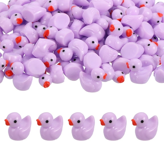 Mini Resin Ducks, Cute Tiny Ducks to Hide Miniature Figures Bulk Perfect for Dollhouse & Micro Fairy Garden & Landscape & Aquarium & DIY Craft Decor(Purple, 120pcs)