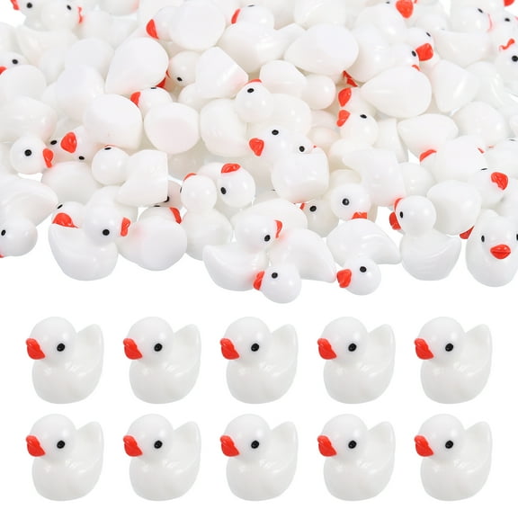 Mini Resin Ducks, Cute Tiny Ducks to Hide Miniature Figures Bulk Perfect for Dollhouse & Micro Fairy Garden & Landscape & Aquarium & DIY Craft Decor(White, 60pcs)