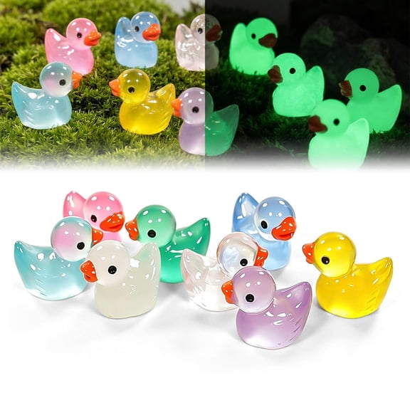 Mini Resin Ducks, Glow-in-the-Dark Tiny Plastic Ducks Bulk, Miniature Animal Figurines for Micro Landscape, Aquarium Decor, DIY Crafts & Party Supplies
