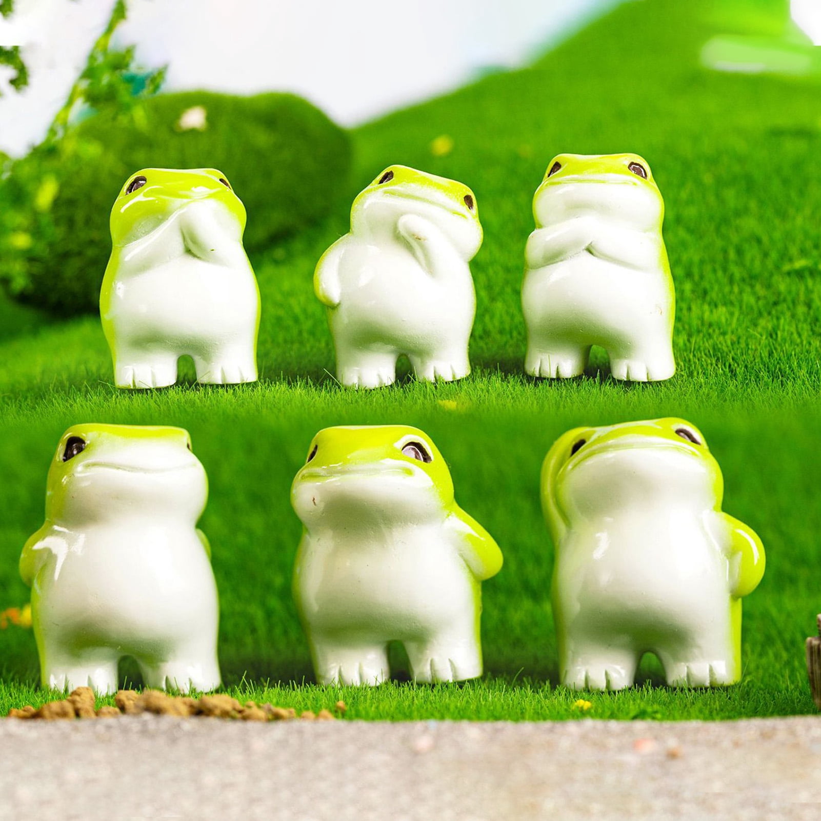 Large Toad Statue Mini Resin Frog Figurine Small Little Animal Ornament Cartoon Miniature ...