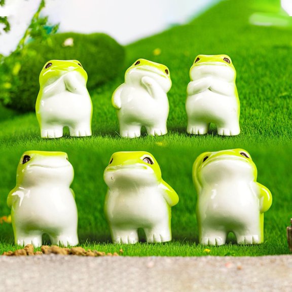 Mini Resin Frog Figurine Small Little Animal Ornament Cartoon Miniature Frog Statue for Micro Fairy Garden Landscape DIY Terrarium Crafts