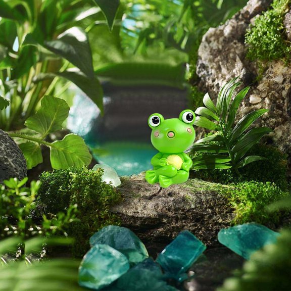 Mini Resin Frogs, Mini Frogs, Small Resin Frog Figures for Desk Decor, Micro Landscape Aquarium, Fariy Garden Accessories, Room Ornament, Miniature Frog Figurines(C)