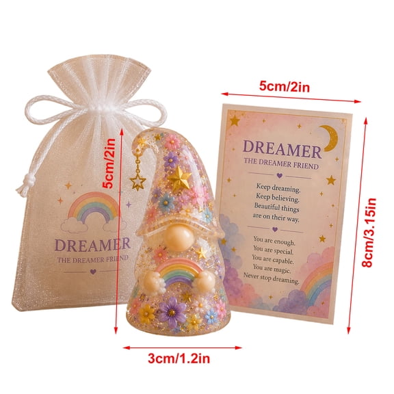 Mini Resin Gnome Figurine with Matte Sentiment Gift Card Pocket Gift for Encouragement 1 Pack