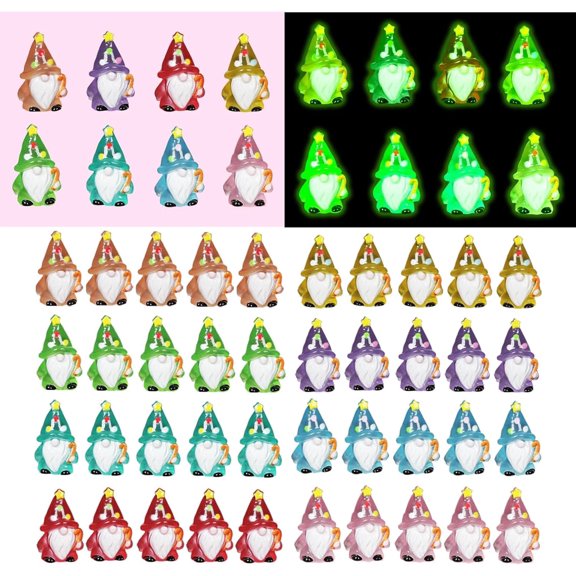 Mini Resin Gnomes Bulk 40 Pcs Glow in the Dark Miniature Gnome Figurines Tiny Garden Dwarf Statues to Hide for Fairy Garden, Plant Pots, Patio Yard Outdoor Spring Easter Decor