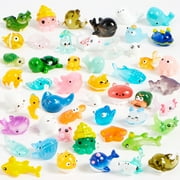Joyfy 50 Pcs Mini Resin Figures Sea Animal Party Favors Toys Tiny Resin Animals Figurines, DIY Miniature Things Decor, Cute Fish Tank Accessories