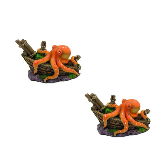 Mini Resin Octopus Ornament Aquarium Decor Small Fish Tank Decoration Underwater Theme Sculpture 2 Pieces Set