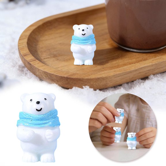 Mini Resin Polar Bear Figurines Tiny Animals For Garden And DIY Decoration
