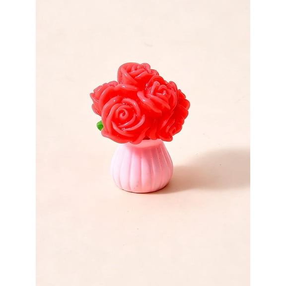 Mini Resin Potted Bouquet Charms Assorted Tiny Simulated Rose Floral Flatback Cabochons, Small Flower Pot Embellishments for DIY Phone Case Decoration, Hairpin Jewelry Making 1Pcs