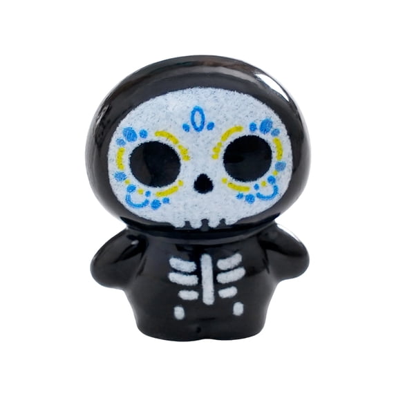 Mini Resin Sugar Skull Ghost Figurines with Hand-Painted Details, 63-Pack, Black Resin, for Halloween Party Favors, Decorations